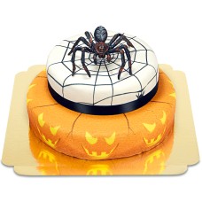 Spider on two-tiered cake