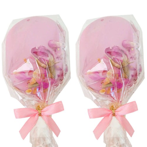 Pink Cake Popsicles with Rose Decoration (10 pcs)