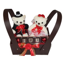 The Perfect Couple Hamper- Teddies And A Box With Ilu Chocolates