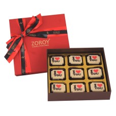 Valentines Day Gift Box Of 9 I Love You Milk And White Chocolate