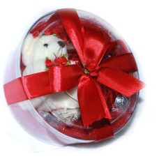 Teddy and chocolate in a box