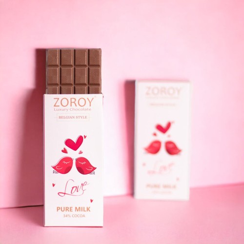LUXURY CHOCOLATE 100% Couverture Pure Milk chocolate | Personalized chocolate | Love Bird | Valentine Gift For Girlfriend | Boyfriend Anniversary Gifts For Wife | Husband | Love Message Bar 100G