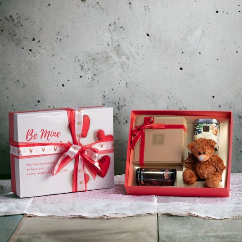 Luxury Chocolate Forever Together Valentines Gift | I love you printed Chocolates | 100G pure chocolate coated nuts | 100G handcrafted cookies | Teddy bear | 100% Veg