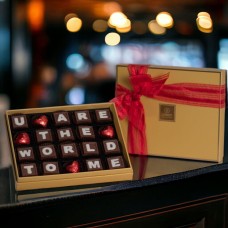 Message Box saying U are the WORLD to meA neat and chic box containing 20 milk chocolates. The letters in the box says U mean the World to me. A perfect way to show your love and appreciation to someone who means everything.