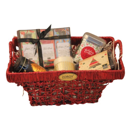 LUXURY CHOCOLATE Sleigh Hamper | Box of 4 fruit bars | Pack of handcrafted cookies | 175G rich alcohol free dense plum cake | Studded candle | 100G Pure Belgian chocolate coated butterscotch nuts