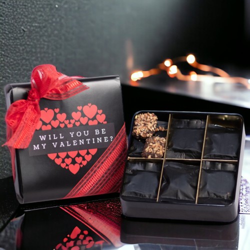 Luxury Chocolate Valentine Message Almond Buttercrunch Tin 130g Gift Hamper For Girlfriend | Boyfriend Anniversary Gifts For Wife | Husband | Love Chocolates | Chocolate Hamper For Couples
