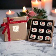 LUXURY CHOCOLATE Valentines day Love Gift box of 9 I love you chocolate - 95G For Girlfriend | BoyFriend Anniversary Gifts For Wife | Husband | Love Chocolates | Chocolate Hamper For Couples