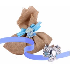 Jute bag with blue motifs 10 chocolates