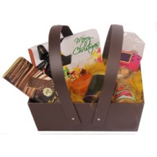 Leather finish Basket with assorted goodies