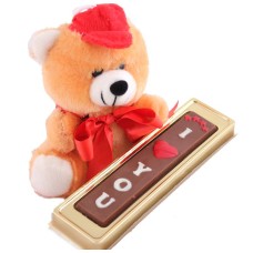 Small Teddy Bear with I Love You chocolate Bar