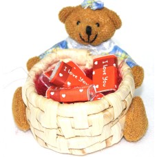 Teddy Basket With I Love You Wrapped Chocolates